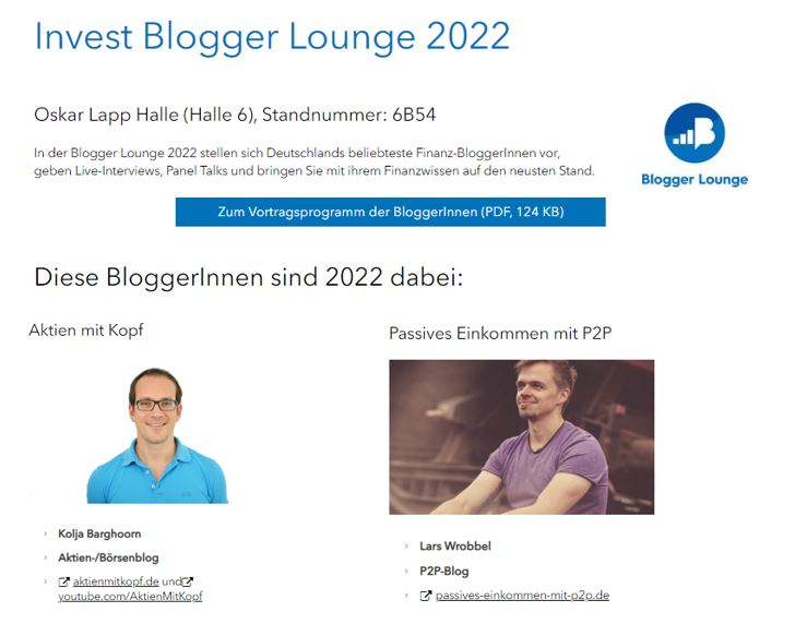 Invest 2022 Stuttgart Blogger Lounge